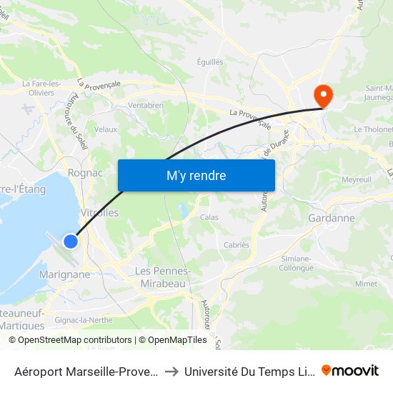 Aéroport Marseille-Provence to Université Du Temps Libre map