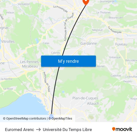 Euromed Arenc to Université Du Temps Libre map