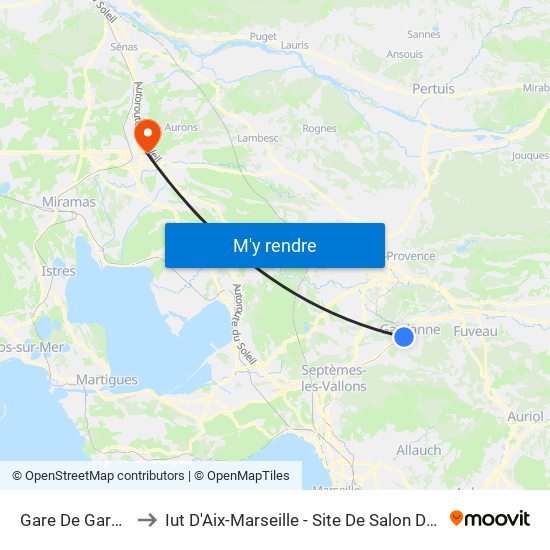 Gare De Gardanne to Iut D'Aix-Marseille - Site De Salon De Provence map