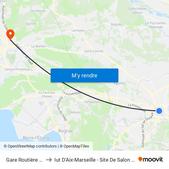 Gare Routière Belges to Iut D'Aix-Marseille - Site De Salon De Provence map