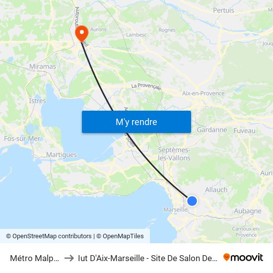 Métro Malpassé to Iut D'Aix-Marseille - Site De Salon De Provence map