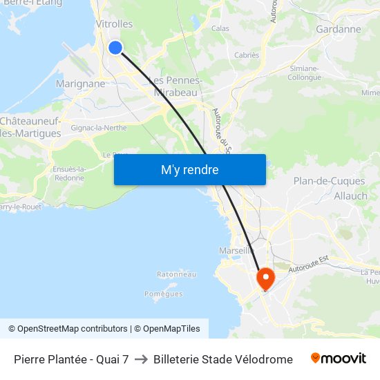 Pierre Plantée - Quai 7 to Billeterie Stade Vélodrome map