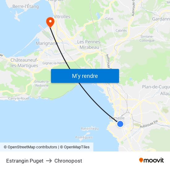Estrangin Puget to Chronopost map
