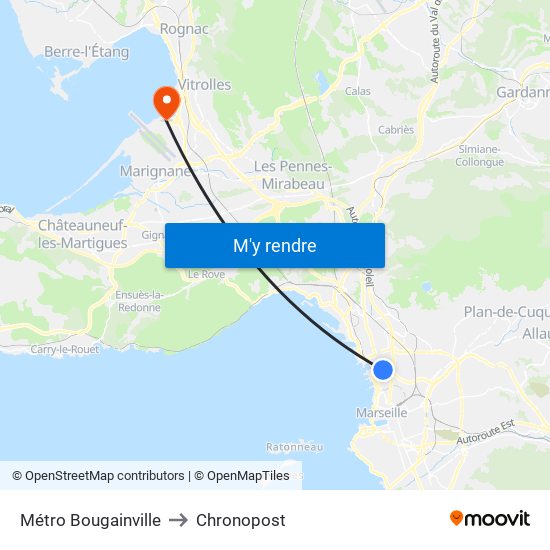 Métro Bougainville to Chronopost map
