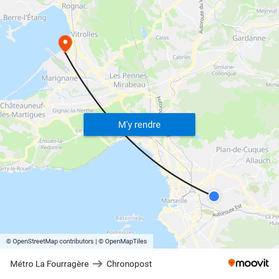 Métro La Fourragère to Chronopost map