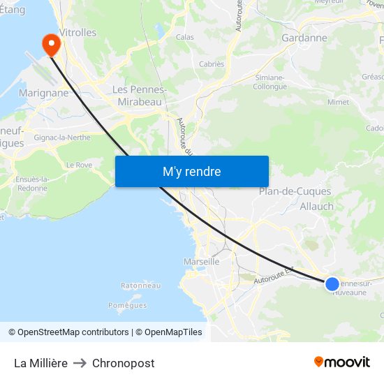 La Millière to Chronopost map