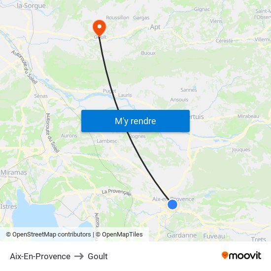 Aix-En-Provence to Goult map