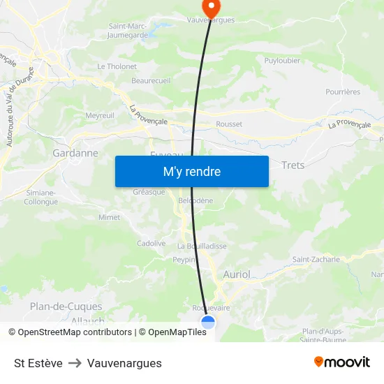 St Estève to Vauvenargues map