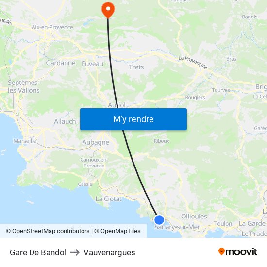 Gare De Bandol to Vauvenargues map