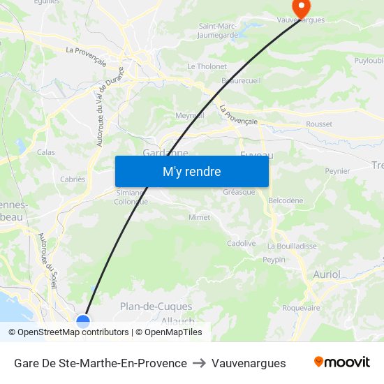 Gare De Ste-Marthe-En-Provence to Vauvenargues map