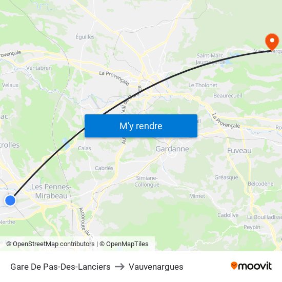 Gare De Pas-Des-Lanciers to Vauvenargues map