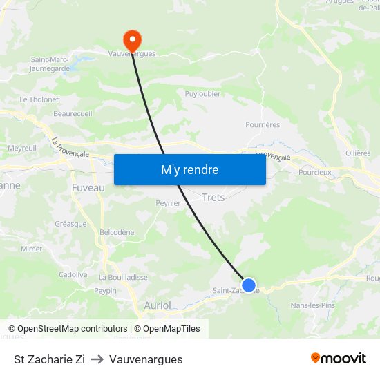 St Zacharie Zi to Vauvenargues map
