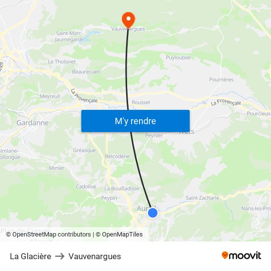 La Glacière to Vauvenargues map