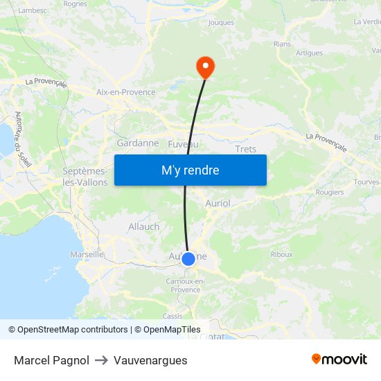 Marcel Pagnol to Vauvenargues map