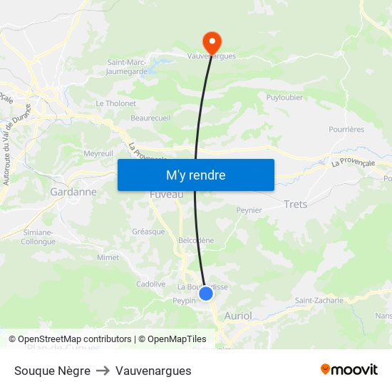 Souque Nègre to Vauvenargues map