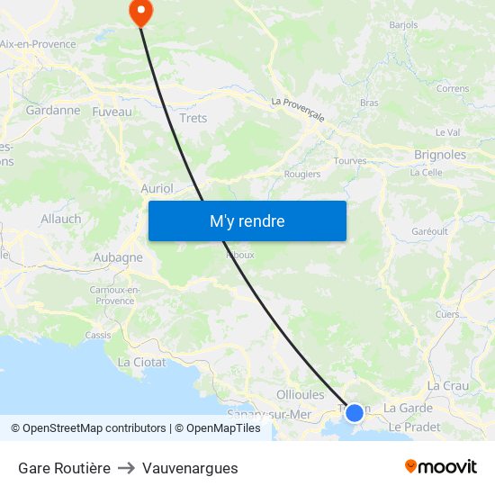Gare Routière to Vauvenargues map