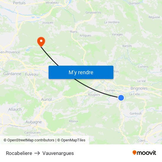 Rocabeliere to Vauvenargues map