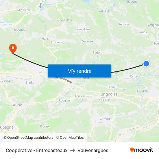 Coopérative - Entrecasteaux to Vauvenargues map