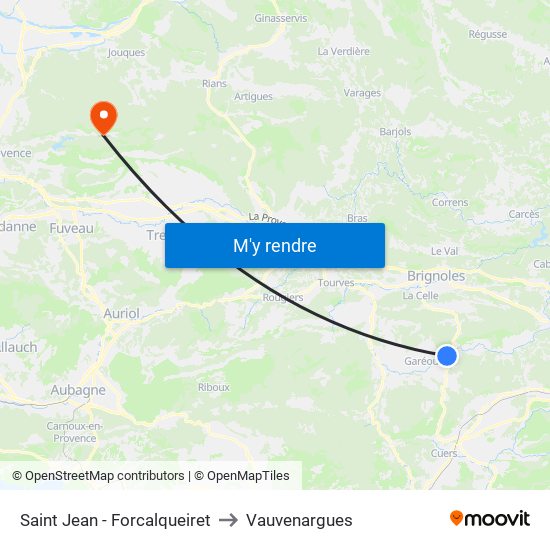 Saint Jean - Forcalqueiret to Vauvenargues map