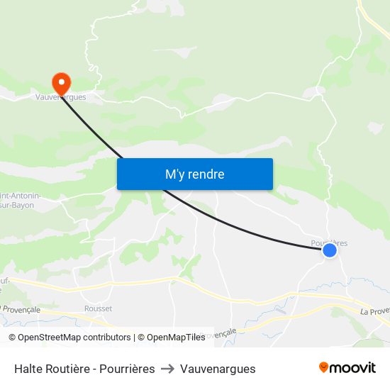 Halte Routière - Pourrières to Vauvenargues map