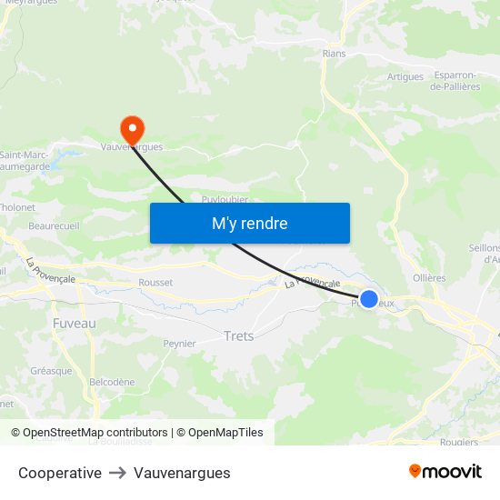 Cooperative to Vauvenargues map