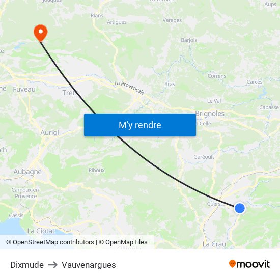 Dixmude to Vauvenargues map