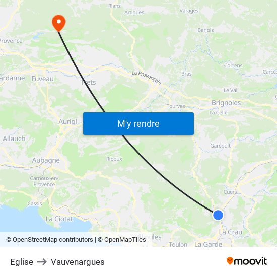Eglise to Vauvenargues map