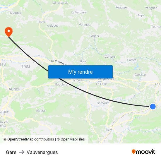 Gare to Vauvenargues map