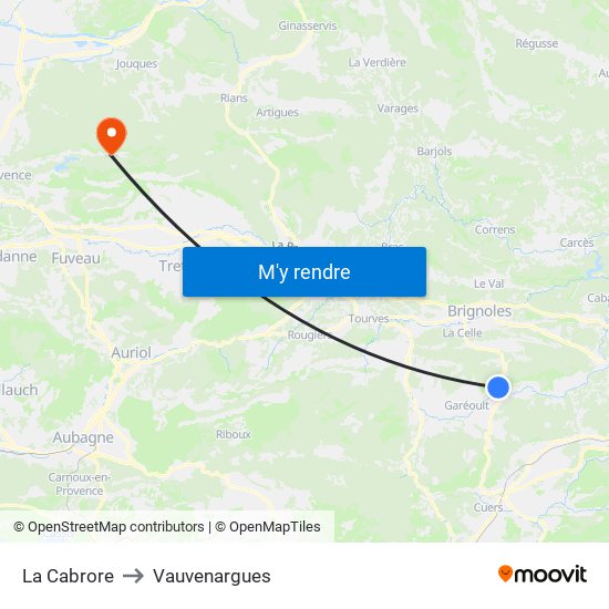 La Cabrore to Vauvenargues map