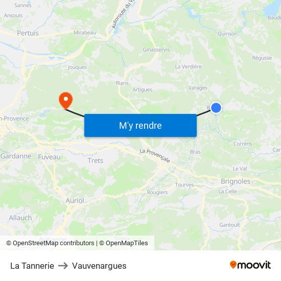 La Tannerie to Vauvenargues map