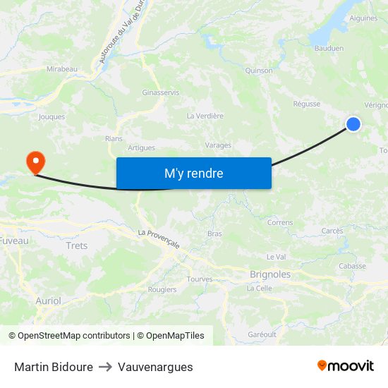 Martin Bidoure to Vauvenargues map