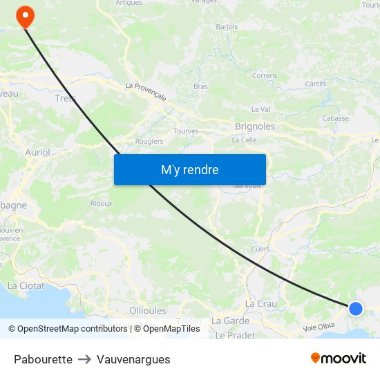 Pabourette to Vauvenargues map