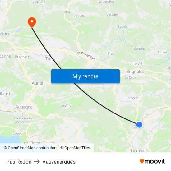 Pas Redon to Vauvenargues map