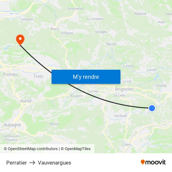 Perratier to Vauvenargues map