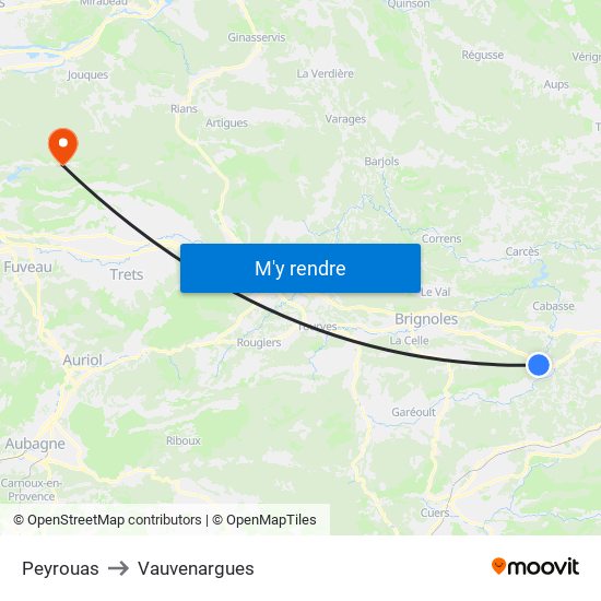 Peyrouas to Vauvenargues map