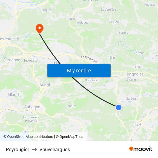 Peyrougier to Vauvenargues map