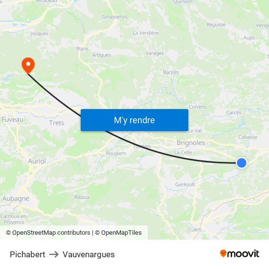 Pichabert to Vauvenargues map