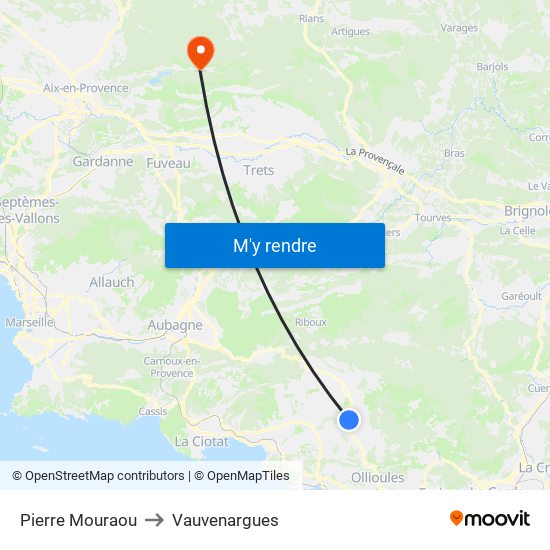 Pierre Mouraou to Vauvenargues map