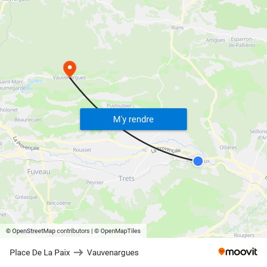 Place De La Paix to Vauvenargues map