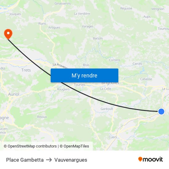 Place Gambetta to Vauvenargues map