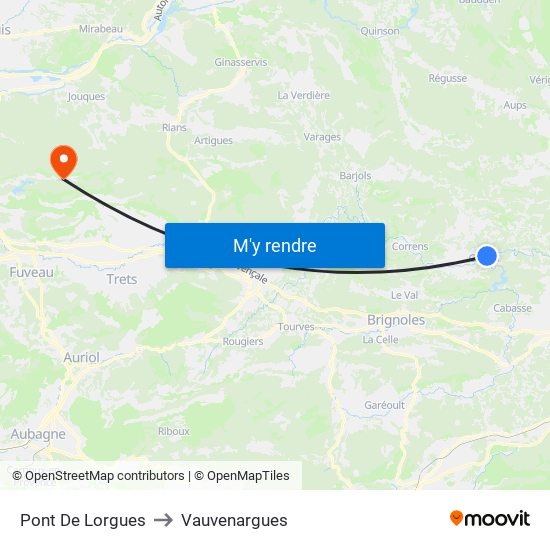 Pont De Lorgues to Vauvenargues map