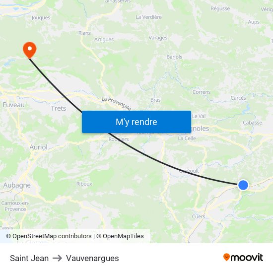 Saint Jean to Vauvenargues map