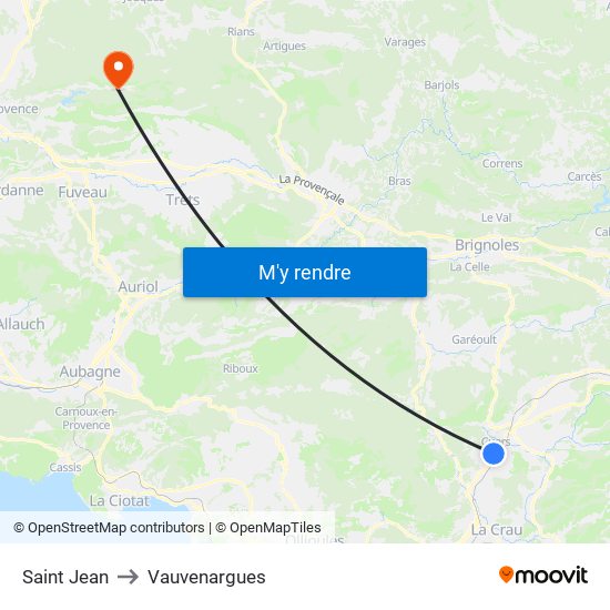 Saint Jean to Vauvenargues map