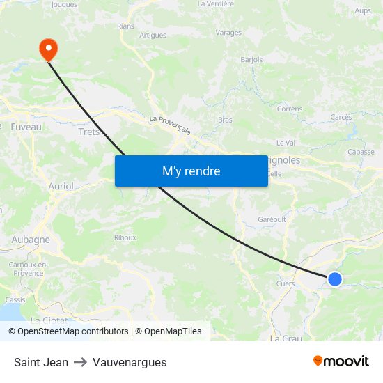 Saint Jean to Vauvenargues map