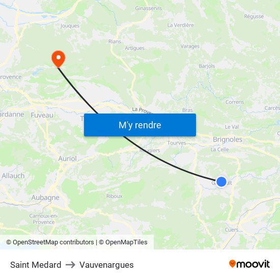 Saint Medard to Vauvenargues map