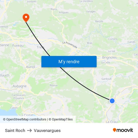 Saint Roch to Vauvenargues map