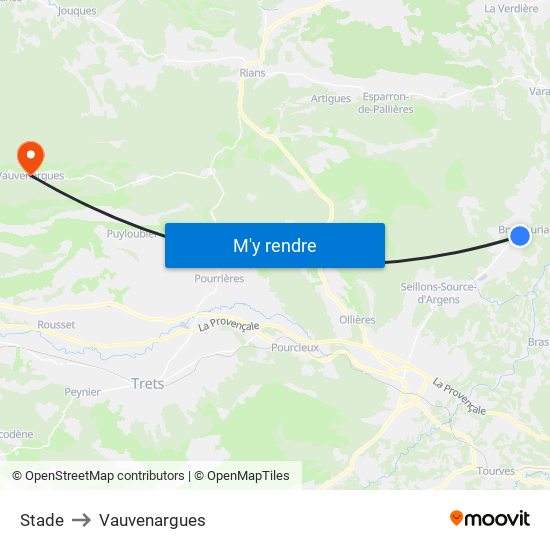 Stade to Vauvenargues map