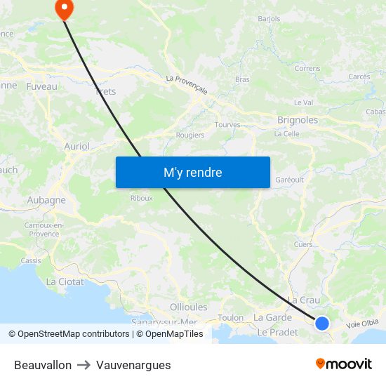 Beauvallon to Vauvenargues map