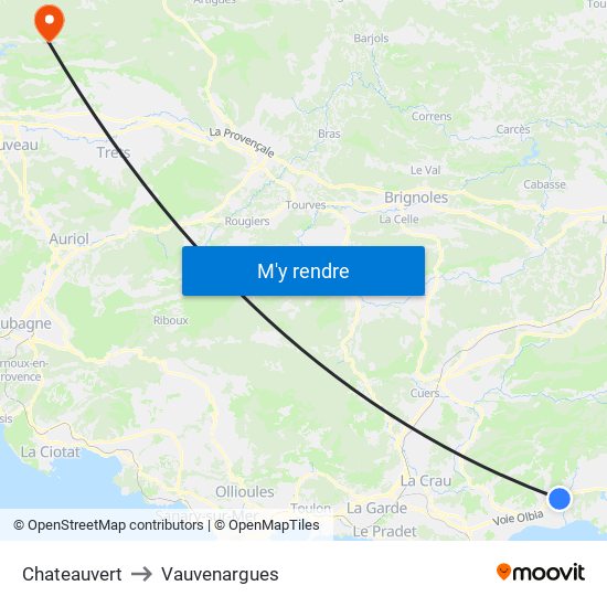 Chateauvert to Vauvenargues map