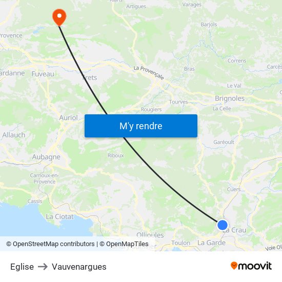 Eglise to Vauvenargues map